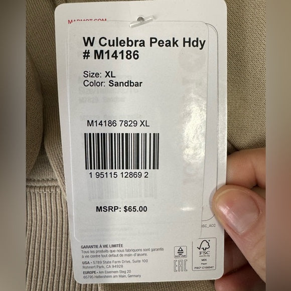 MARMOT Women's Culebra Peak Hoody in Sandbar Size XL