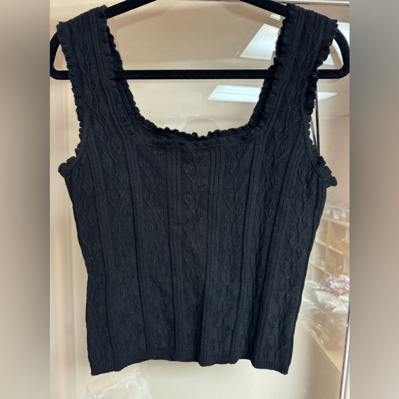New w/ Tags Paige Fosca Ruffle Sweater Tank Black Size L