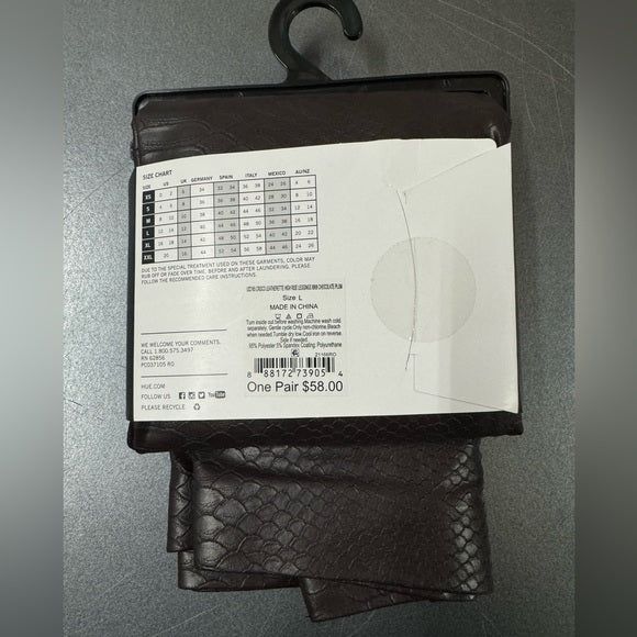 New w/ Tags HUE Women's Sleek Effect High Waist Leggings Chocolate Plum Size L