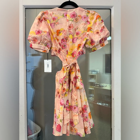 New w/ Tags AMUR Cole Cut-Out Floral Minidress with Puffsleeves Size 0