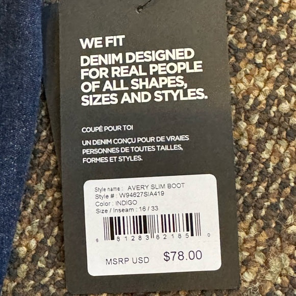 New w/ Tags Silver Jeans Co. Women's Avery High Rise Curvy Fit Slim Bootcut 16 x 33