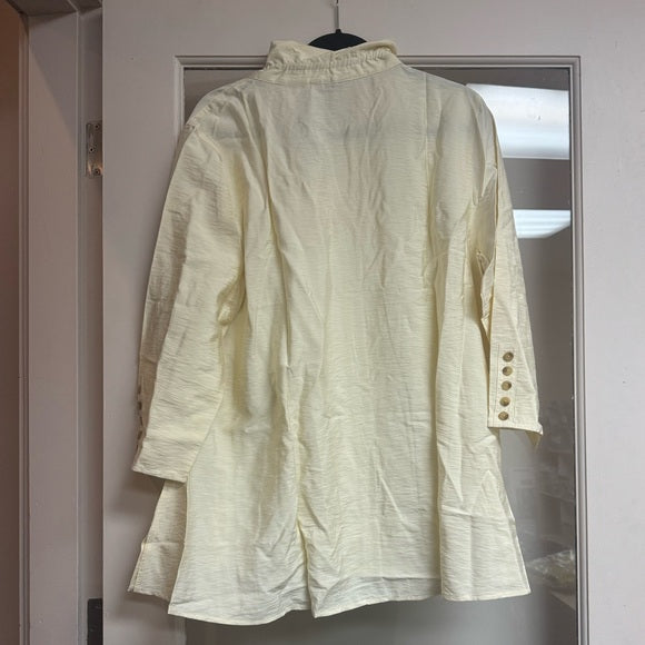 New w/ Tags Multiples Women's Quarters Sleeve Wire Collar Y-Neck in off White Size XL