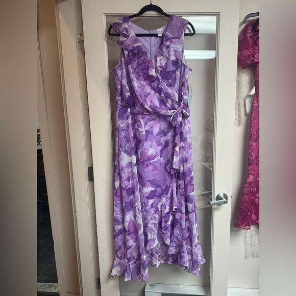 NWT London Times Rosie Dress Stained Glass Flower Size 16W