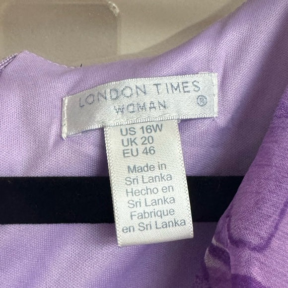 NWT London Times Rosie Dress Stained Glass Flower Size 16W