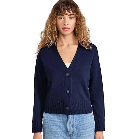 Vince Women's 3 Button Cashmere Blend Cardigan, X-Small, Navy