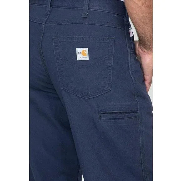 Carhartt Men's Flame-Resistant Midweight Canvas Pant Loose Fit, Navy, 36x32