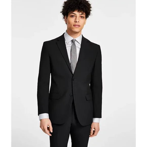 NWT DKNY Men's Black Solid Modern Fit Stretch Sport Coat Suit Jacket Size 44R