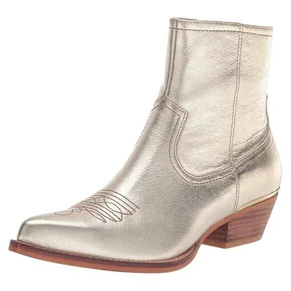 DKNY Women's Lukas Cowboy Booti - Platino Size 8