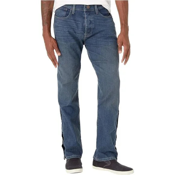 Tommy Hilfiger Men's Adaptive Jeans Relaxed Fit Magnet Buttons, 30W 32L