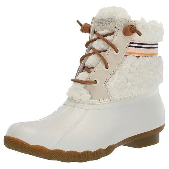 Sperry Women's Saltwater Sherpa Rain Boot Rainbow Ivory Size 5.5