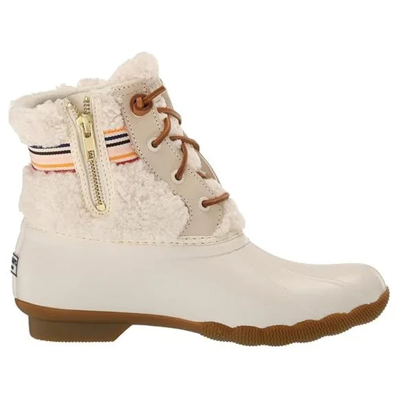 Sperry Women's Saltwater Sherpa Rain Boot Rainbow Ivory Size 5.5