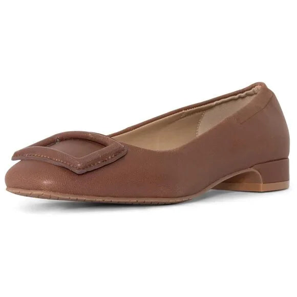 NYDJ Women's Baran Ballerina Flat Cognac Size 10
