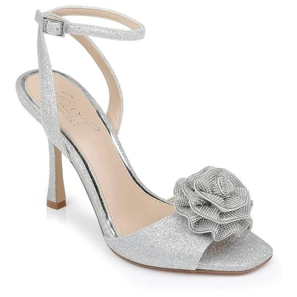 Jewel Badgley Mischka Vida Rosette Peep Stiletto New w/ Box Size 5.5