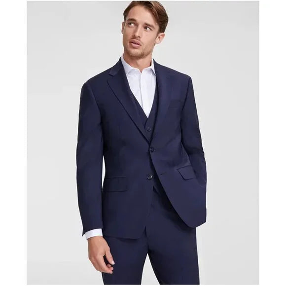 NWT Calvin Klein Men's Slim-Fit Wool-Blend Stretch Suit Jacket Navy 36 Short