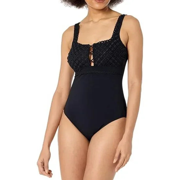 NWT Profile by Gottex Women's Rendez Vous Square Neck One Piece Swimsuit Size 10