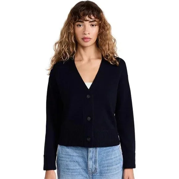 NWT Vince Women's 3 Button Boxy Cardigan Navy Blue Size XS