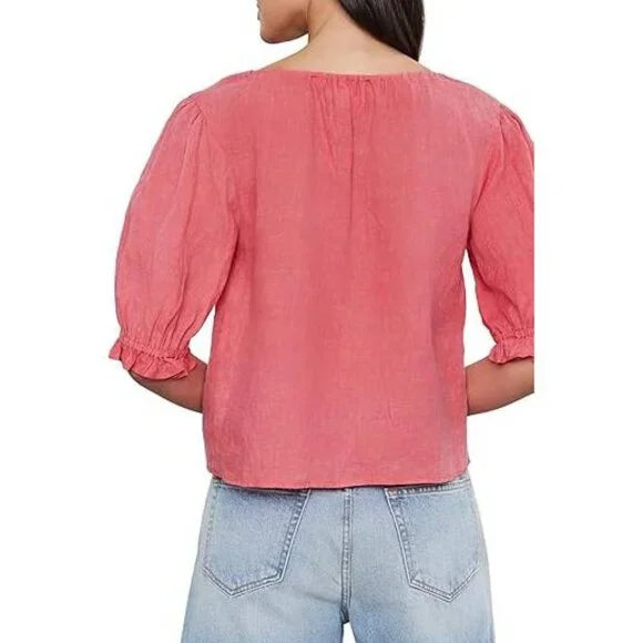Velvet by Graham & Spencer Women's Celine Woven Linen Top Size XS