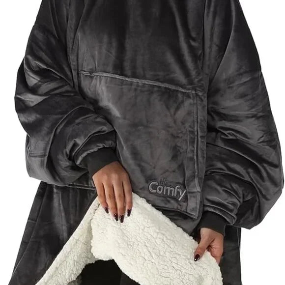 THE COMFY Sherpa Lined Microfiber Fleece Wearable Blanket