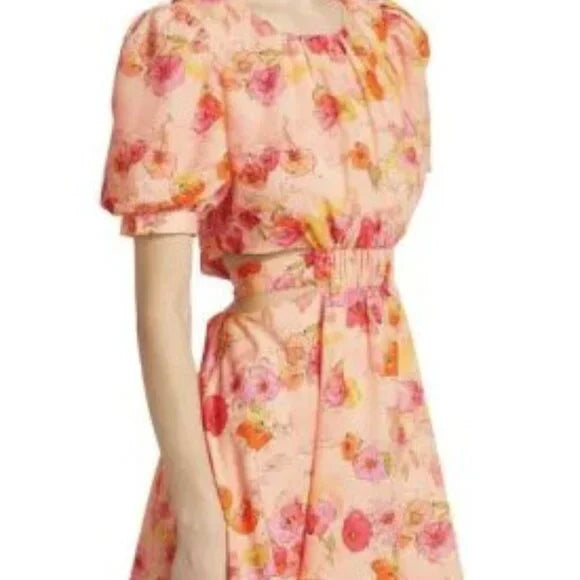 New w/ Tags AMUR Cole Cut-Out Floral Minidress with Puffsleeves Size 0