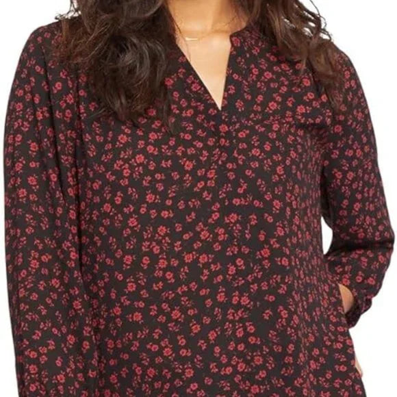 New w/ Tags NYDJ Women’s Pintuck Blouse 3/4 Sleeve(Floriston) Size XXS