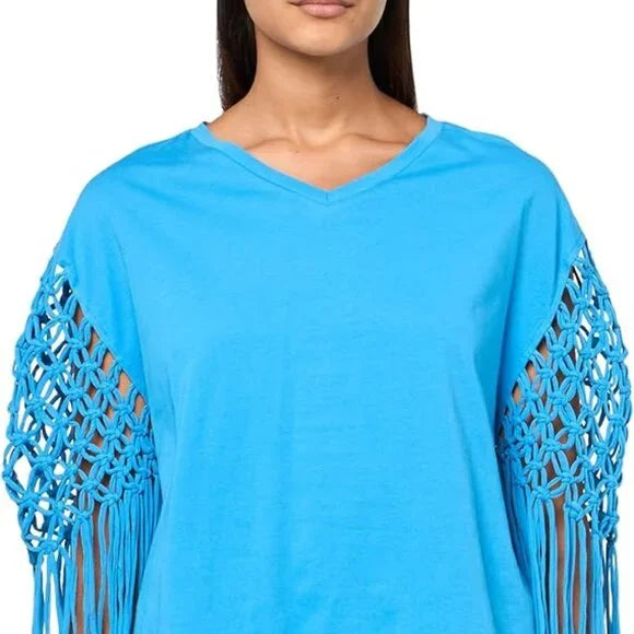 New w/ Tags Tru Luxe Jeans Women's Knotted Sleeve V Neck Knit Top Size XS