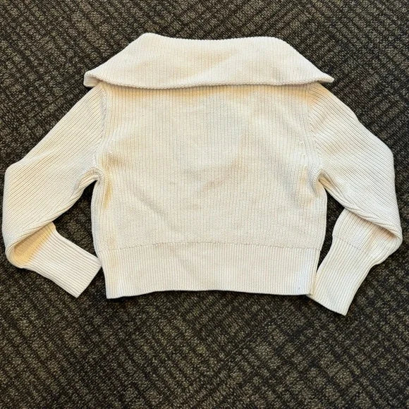 NWT Kenneth Cole Cropped Ribbed Zip Up Sweater w/ High Collar Size M