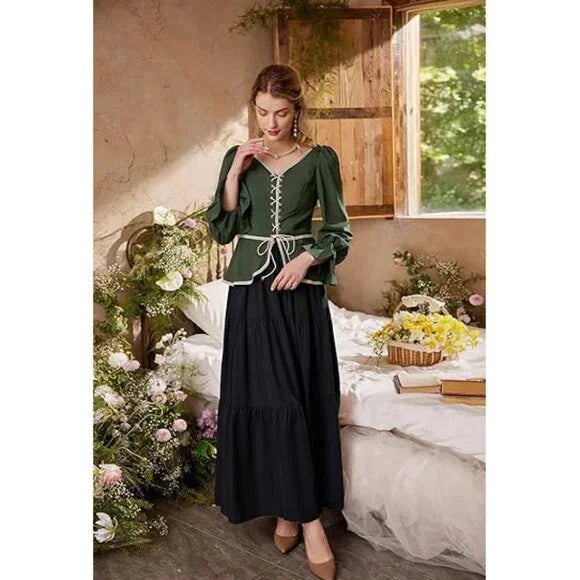 New w/ Tags SCARLET DARKNESS Women's Tiered Maxi Flowy Renaissance Long Skirt Size XL