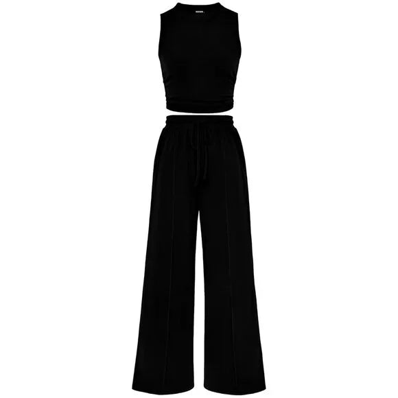 New w/ Tags BTFBM Women's Cropped Sleeveless Tank Top/Wide Leg Pants Size XL