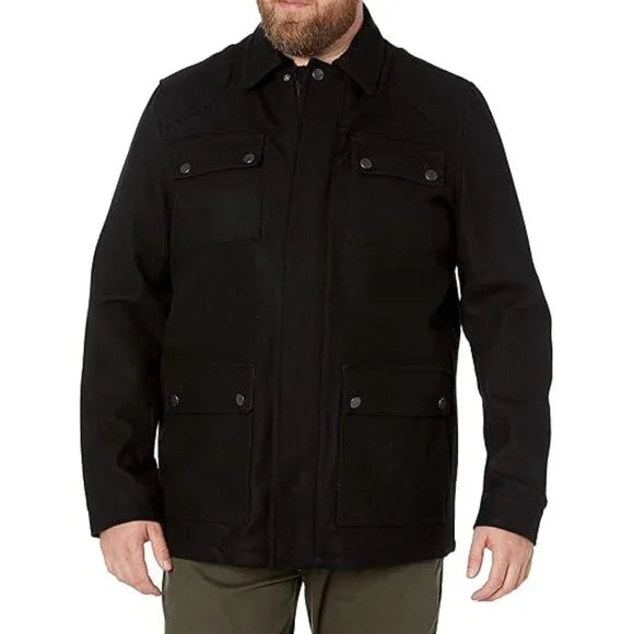 New w/ Tags Fleet Street Men's Wool Blend Zip Front Military Jacket Size L