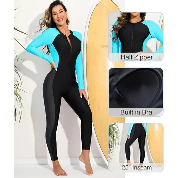 New w/ Tags Alltoke Womens Full Body Rash Guard One Piece Swimsuit Size XL
