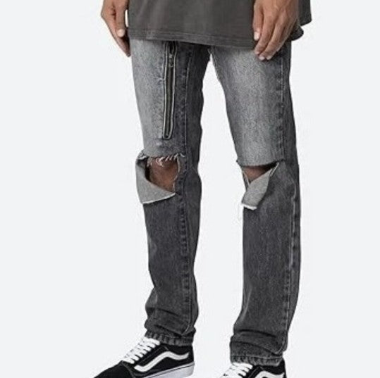NWT mnml Mens D530 Zipper Straight Denim Washed Black Size 30