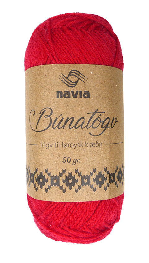 Navia Búnatógv - Bright Red (Color #1214) - Fingering Weight, 50 Gram Skeins