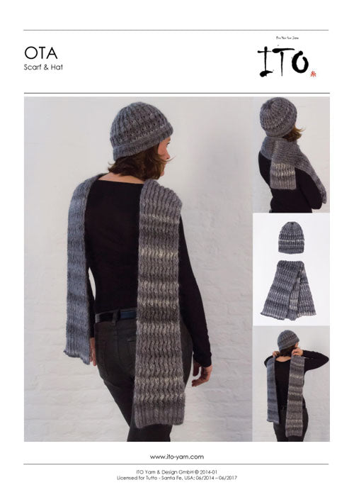 Ota Hat and Scarf - Uses Sensai and Rokku Yarn Lines (Pdf File)