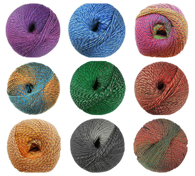 !Knitting Fever Painted Sky Mystery Bag (10 Skeins) - Colors Picked by Little Knits, 4/3/3 Color Split