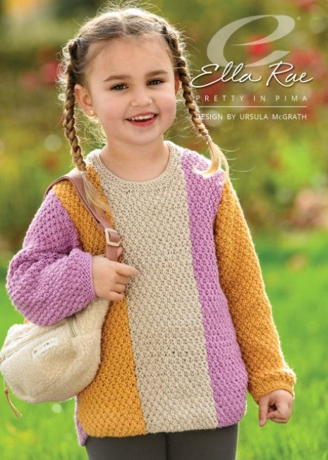 A Pretty In Pima Pattern - Fiona Kids Sweater (PDF) - FREE W/ 5 SKEIN PIMA PURCHASES, 2 PATTERNS PER PURCHASE PLEASE