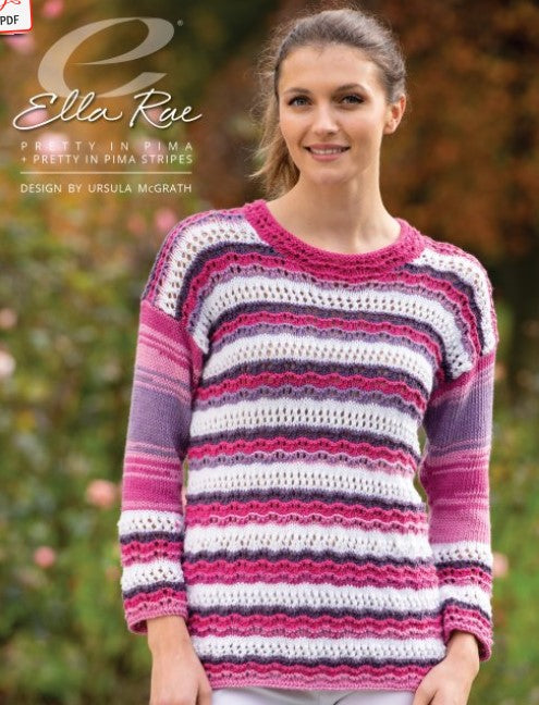 A Pretty In Pima Pattern - Molly Pullover (PDF) - FREE W/ 5 SKEIN PIMA PURCHASES, 2 PATTERNS PER PURCHASE PLEASE