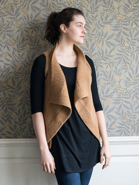 A Berroco Vintage Chunky Knitting Pattern Brooklin Vest (PDF File) on sale at Little Knits