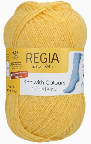 Regia 4-Ply Solids - Soft Yellow (Color #2041) - FULL BAG SALE (5 SKEINS)