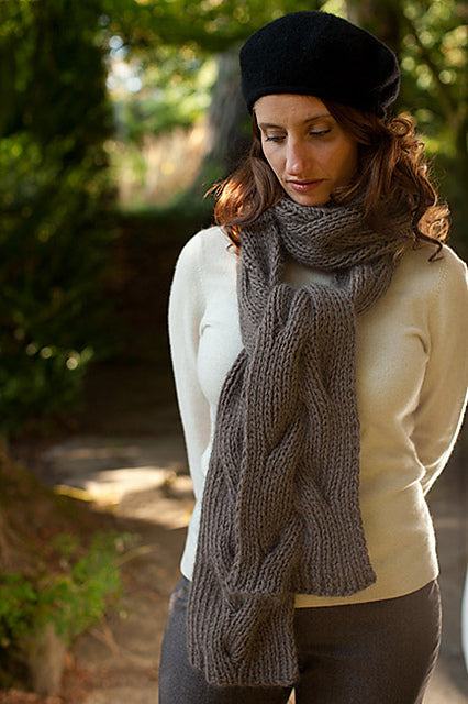 A Churchmouse Yarns and Teas Pattern - Reversible Cable Neck Wrap & Scarf (PDF)