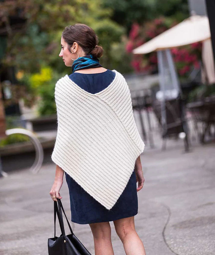 A Churchmouse Yarns and Teas Pattern - Twice Reversible Ribbed Poncho (PDF)