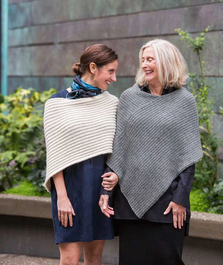 A Churchmouse Yarns and Teas Pattern - Twice Reversible Ribbed Poncho (PDF)