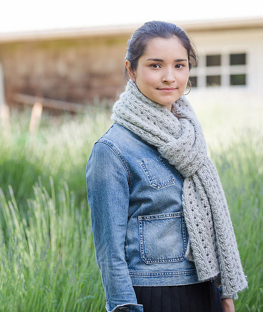 A Churchmouse Yarns and Teas Pattern - Ribbed Lace Scarf (PDF)