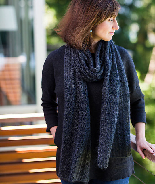 A Churchmouse Yarns and Teas Pattern - Ribbed Lace Scarf (PDF)