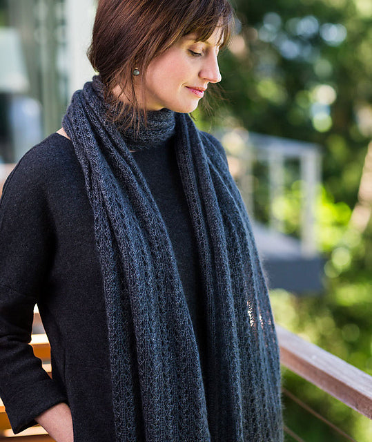 A Churchmouse Yarns and Teas Pattern - Ribbed Lace Scarf (PDF)