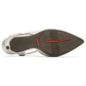 Rockport Women's Total Motion 75mmpth Cross Strap Pump, Silver-Beige Size 7