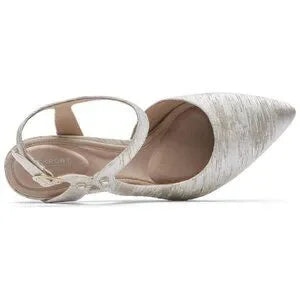 Rockport Women's Total Motion 75mmpth Cross Strap Pump, Silver-Beige Size 7
