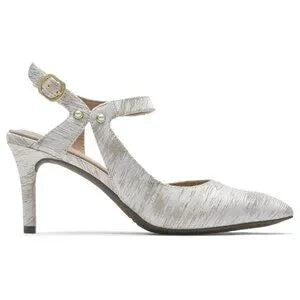 Rockport Women's Total Motion 75mmpth Cross Strap Pump, Silver-Beige Size 7
