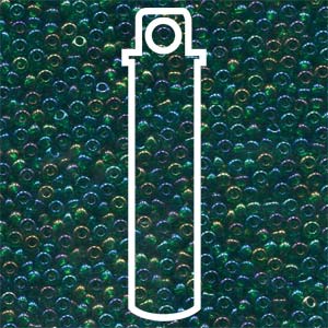 6/0 Czech Seed Beads  - Transparent Green Aurora Borealis (Color #51060) 20 Gram Tube