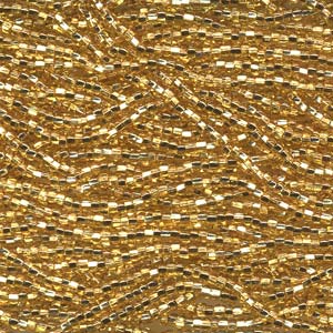 6/0 Czech Seed Beads - Straw Gold Silver Lined (Color #17020) - 6 String Hanks, 74 Grams