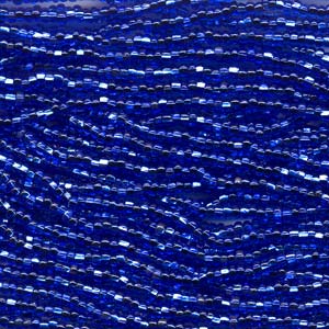 6/0 Czech Seed Beads - Sapphire Silver Lined (Color #37050) - 6 String Hanks, 65 Grams/830 Beads